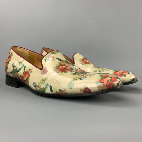 JOHN FLUEVOG Size 12 Multi-Color Floral Patent Leather Slip On Loafers