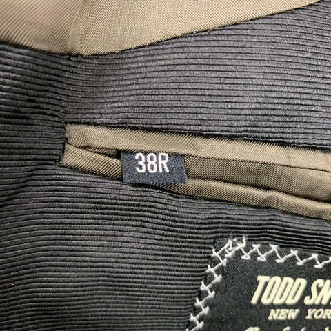 TODD SNYDER Size 38 Regular Navy & Black Cotton Peak Lapel Sport Coat