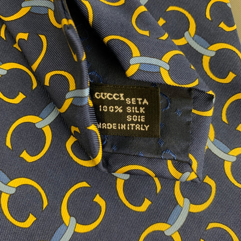 GUCCI Navy mongram Silk Tie