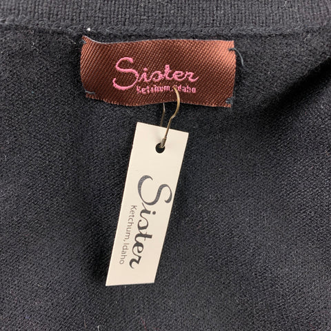 SISTER Size M Black Knit Patch Pocket Overalls
