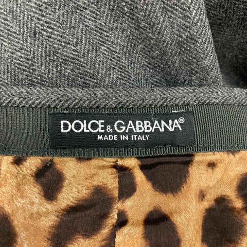 DOLCE & GABBANA Size 4 Grey Wool Blend Herringbone Tulip Below Knee Skirt