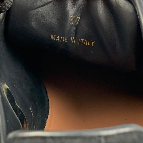 ALAIA Talla 7 Zapatillas de deporte con cordones de gamuza con ojales de cuero negro
