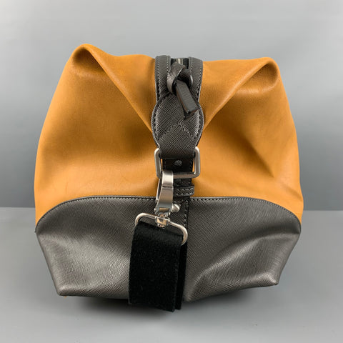 TED BAKER Beige Taupe Color Block Leather Overnight Bags