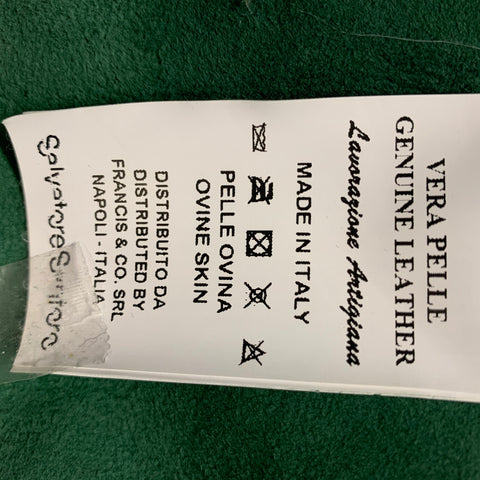 LAVORAZIONE ARTIGIANA Size 46 Green Leather Zip Up Jacket