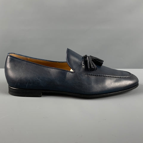 MAGNANNI Size 9.5 Navy Leather Tassels Loafers