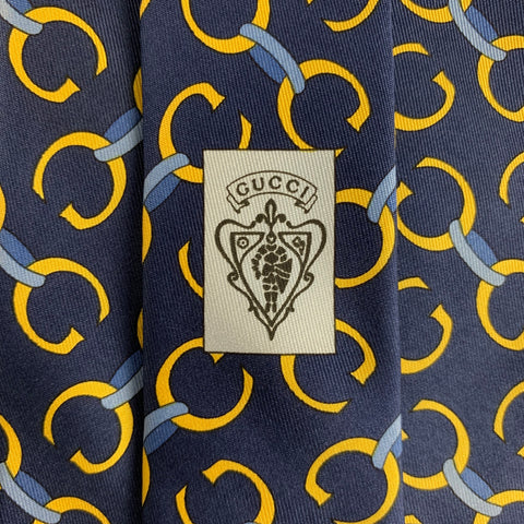 GUCCI Navy mongram Silk Tie