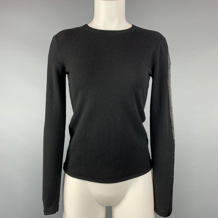 RALPH LAUREN Black Label Size S Black Knitted Cashmere Sequined Pullover