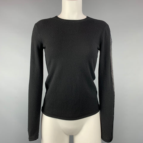 RALPH LAUREN Black Label Taille S Pull à paillettes en cachemire tricoté noir