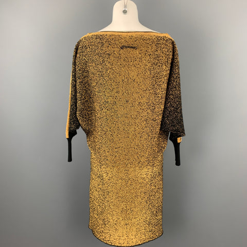 JEAN PAUL GAULTIER Taille XS Robe droite en laine métallisée or et noir