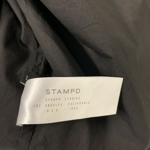 STAMPD Size S Black Mixed Fabrics Cotton Hidden Placket Long Sleeve Shirt