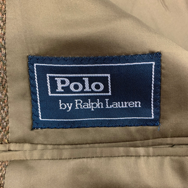 POLO de RALPH LAUREN Talla 46 Abrigo deportivo largo con solapa de muesca en mezcla de lana marrón