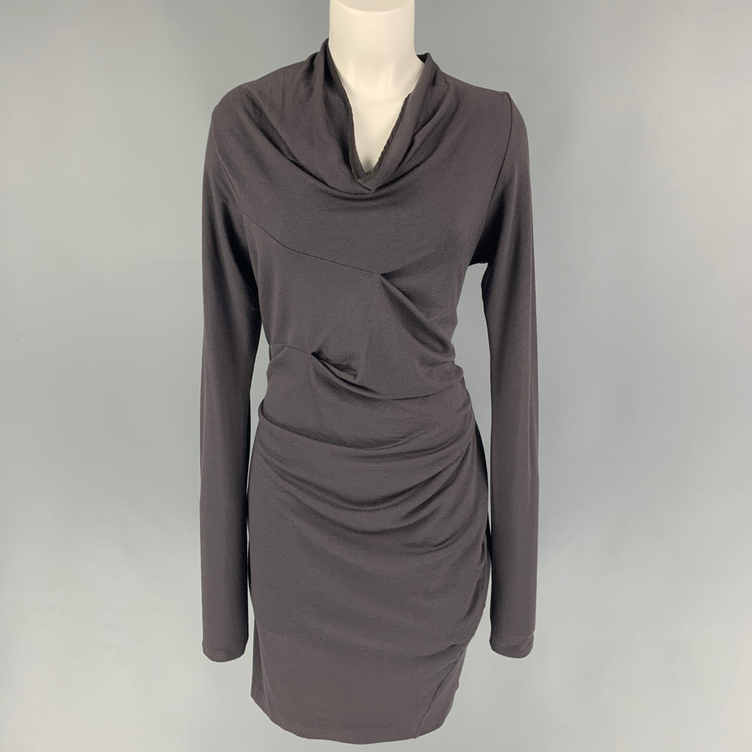 BRUNELLO CUCINELLI Size 6 Taupe Navy Long Sleeve Dress