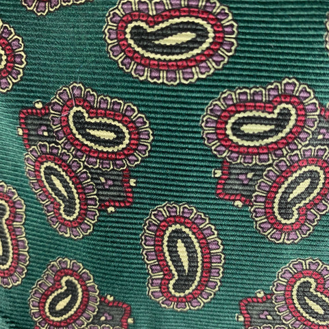 RALPH LAUREN Green Burgundy Paisley Silk Tie