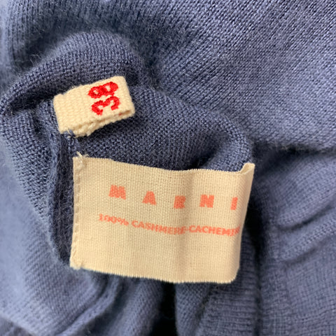MARNI Size 2 Blue Cashmere 3/4 Sleeves Cardigan