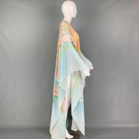 CHANEL Cruise 2011 One Size Multi-Color Cotton Silk Abstract Caftan Long Dress