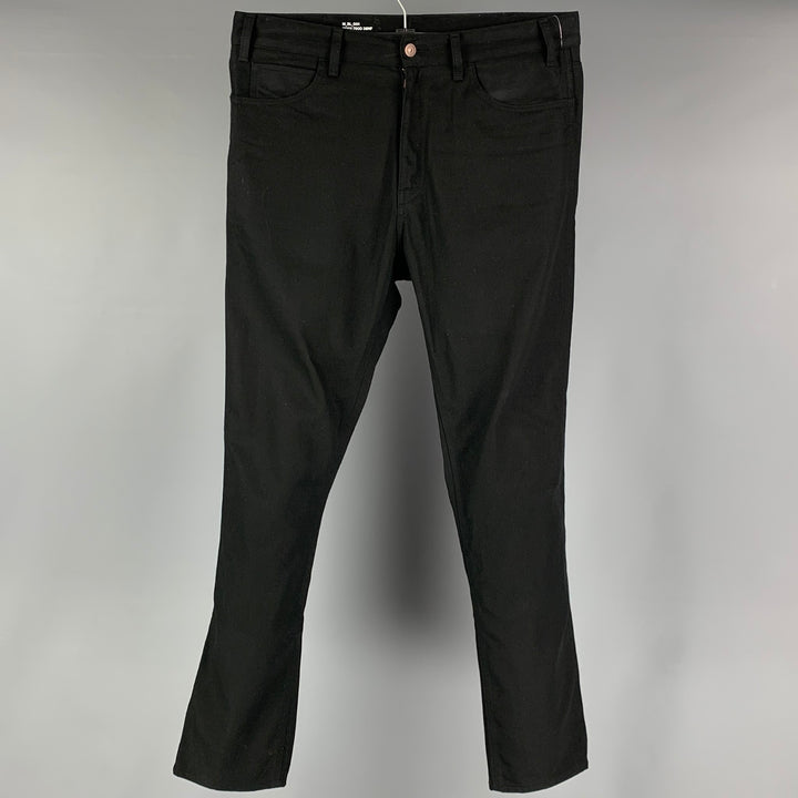 CELINE Size 34 Black Solid Cotton Zip Fly Jeans