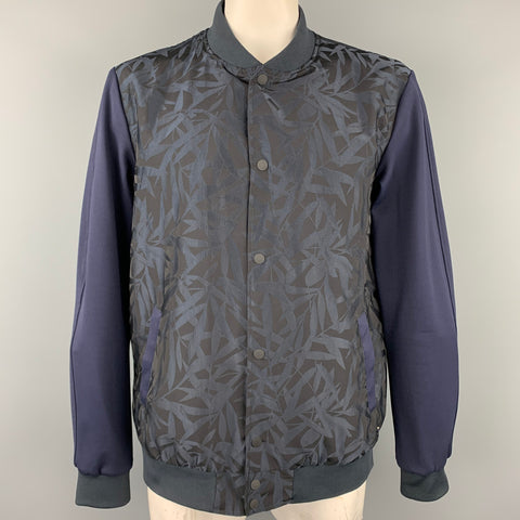 SCOTCH AND SODA Size XXL Navy Jacquard Polyester Zip Up Jacket