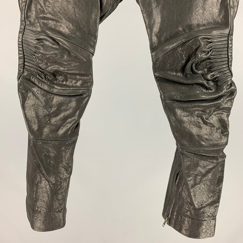 HAIDER ACKERMANN Size 30 Black Leather Cropped Casual Pants