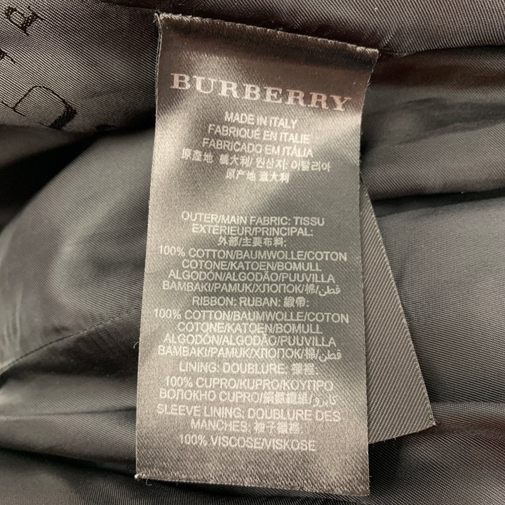 BURBERRY PRORSUM Size 4 Black White Cotton Embroidered Double Breasted Coat