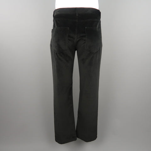 RALPH LAUREN Purple Label Size 34 Black Velvet Casual Pants