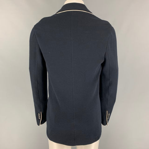 GIORGIO ARMANI Size 40 Navy White Cotton Blend Sport Coat