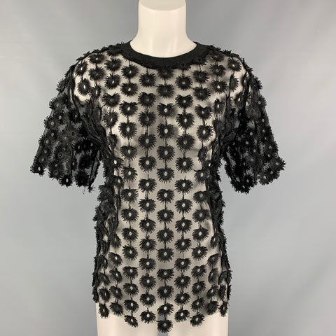 CARVEN Top de vestir con cuello redondo y encaje negro talla S
