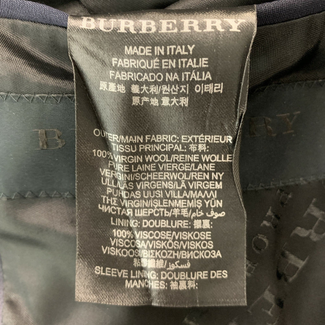 BURBERRY PRORSUM Chest Size 40 Regular Navy Blue Virgin Wool Tuxedo Sport Coat
