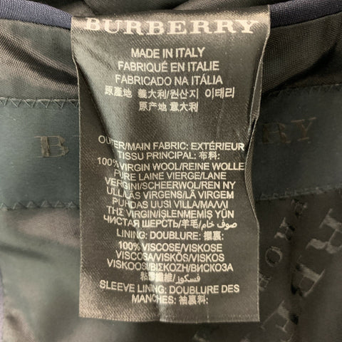 BURBERRY PRORSUM Chest Size 40 Regular Navy Blue Virgin Wool Tuxedo Sport Coat