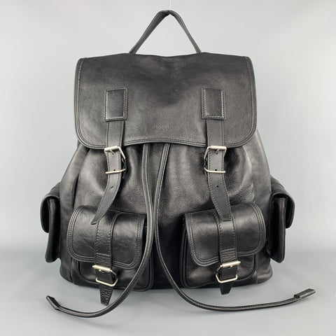 SAINT LAURENT Black Leather Drawstring ROCK SACK Backpack