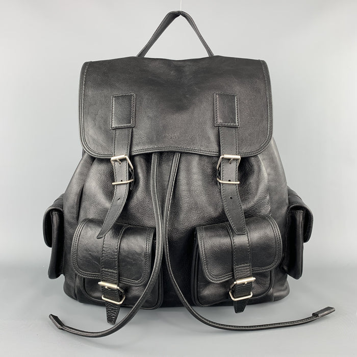 SAINT LAURENT Black Leather Drawstring ROCK SACK Backpack