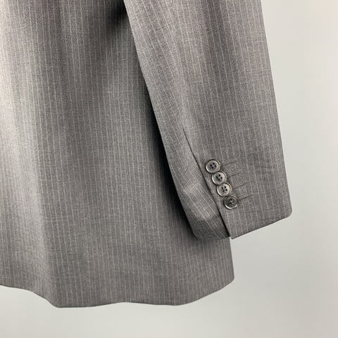 DOLCE & GABBANA 48 Long Charcoal Stripe Wool Peak Lapel Sport Coat