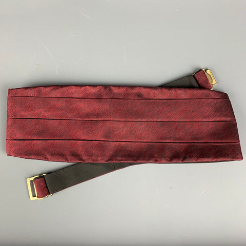 VALENTINO Burgundy Textured Silk Cummerbund Bow Tie Set