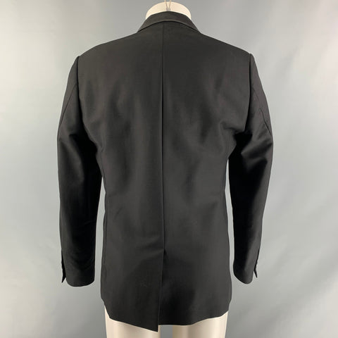 RAF SIMONS Chest Size 40 Short Black Solid Wool Blend Notch Lapel Sport Coat