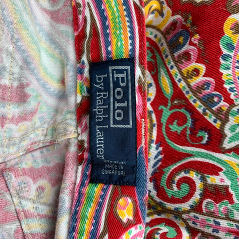POLO de RALPH LAUREN Talla 34 Pantalones casuales con cremallera de algodón paisley multicolor