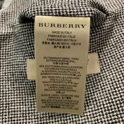 BURBERRY LONDON Size 42 Black White Houndstooth Cotton Blend Sport Coat
