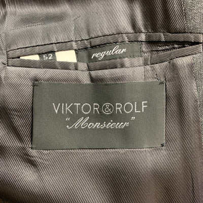 VIKTOR & ROLF Size 42  Dark Gray Wool Regular Peak Lapel Suit