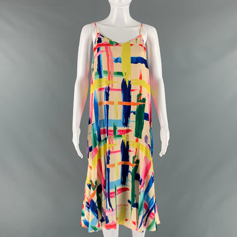 ESSENTIEL Robe à bretelles spaghetti éclaboussée de peinture en polyester multicolore taille 10