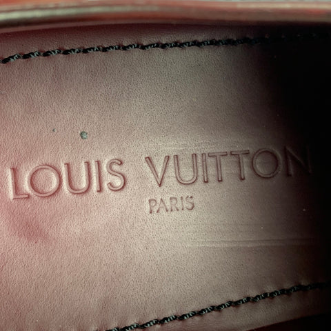 LOUIS VUITTON Size 11.5 Burgundy Perforated Leather Lace Up Shoes