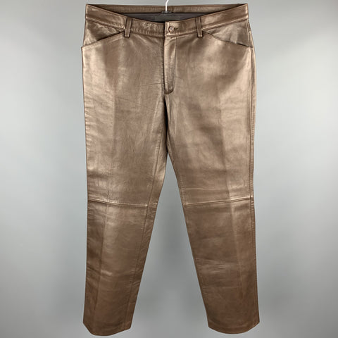 DOLCE & GABBANA Size 36 Brown Leather Flat Front Pants