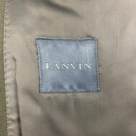 LANVIN Size 40 Regular Navy Black Wool Mohair Shawl Collar Suit