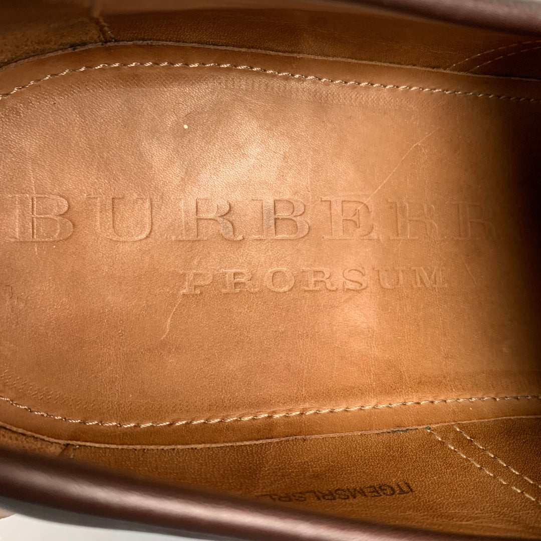 BURBERRY PRORSUM Size 12 Brown Leather Tassel Cowall Loafers