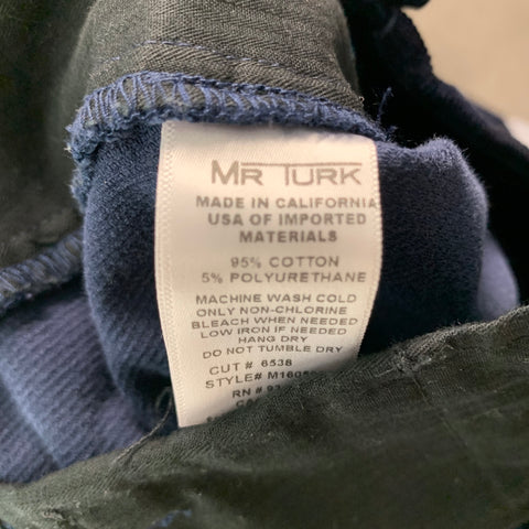 MR TURK Size 31 Navy Blue Camouflage Cotton Zip Fly Casual Pants