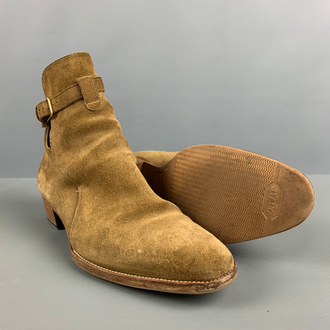SAINT LAURENT Size 7 Tan Solid Leather Ankle Boots