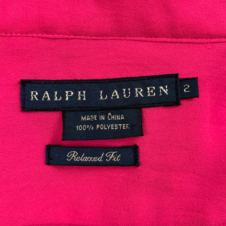 RALPH LAUREN Black Label Size 2 Pink Polyester Button Up Shirt