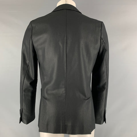 MARC JACOBS  Size 38 Black Woven Cotton Polyester Notch Lapel Sport Coat