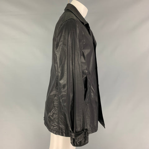 JOHN VARVATOS Size M Black Coated Cotton Double Breasted Coat