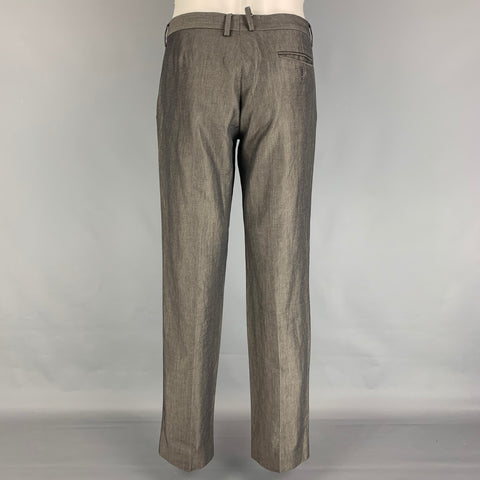 D&G by DOLCE & GABBANA Size 40 Grey Cotton Linen Notch Lapel 3 Piece Suit