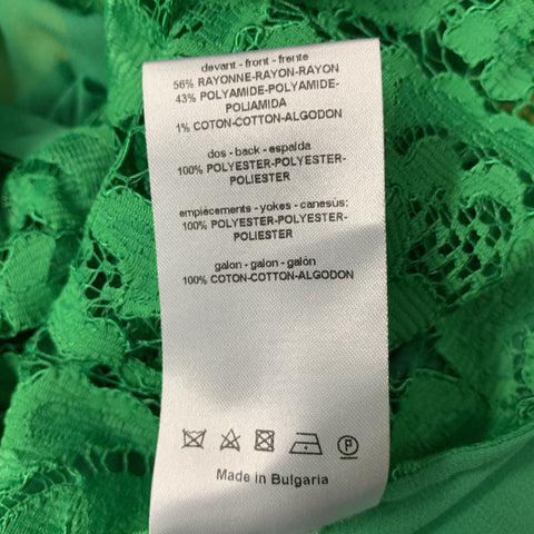 SANDRO Size 2 Green Rayon & Polyamide Lace Skirt