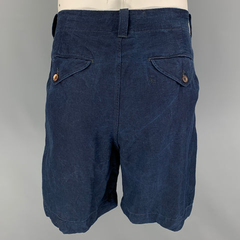 45rpm Size L Navy Linen Pleated Asama Shorts