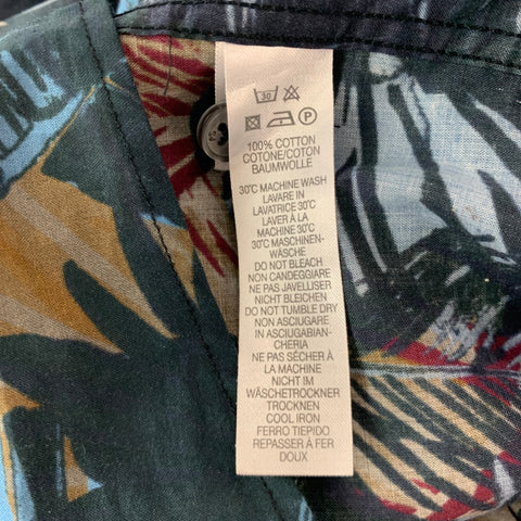 PS by PAUL SMITH Size XL Blue Multi-Color Print Cotton Short Sleeve Shirt